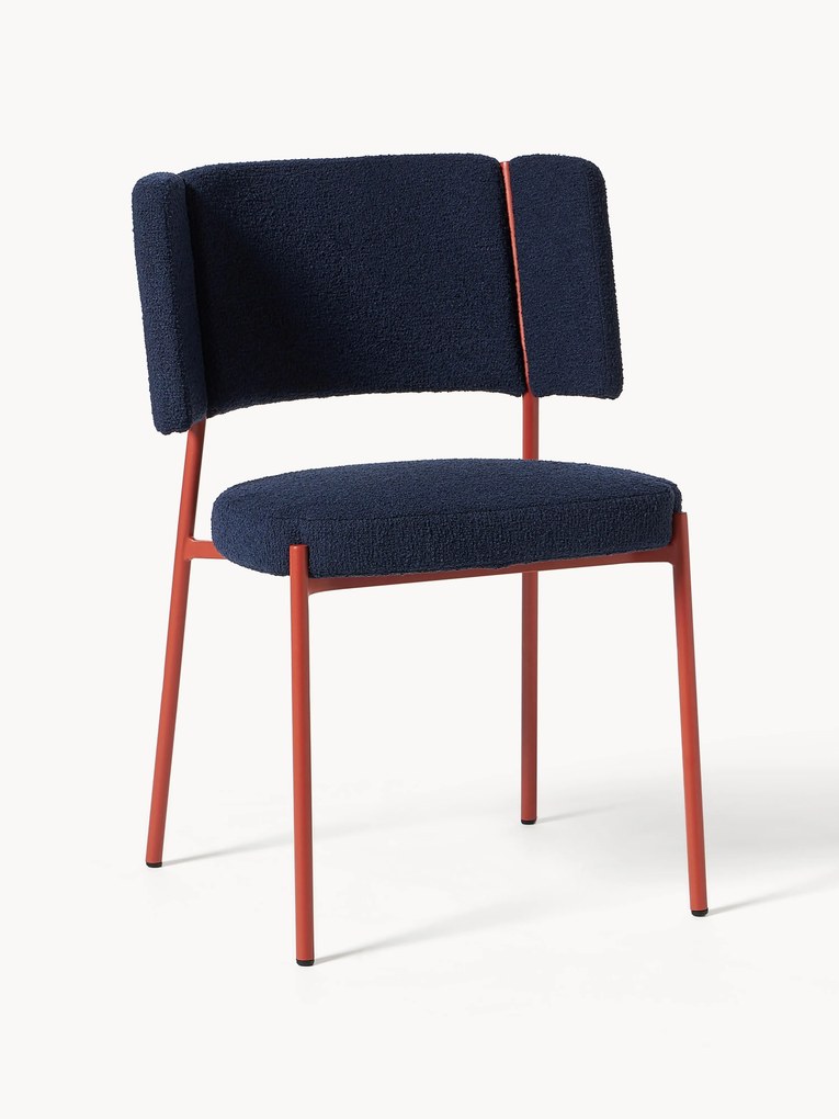 Cadeiras de jantar estofadas em bouclé Samantha, conjunto de 2