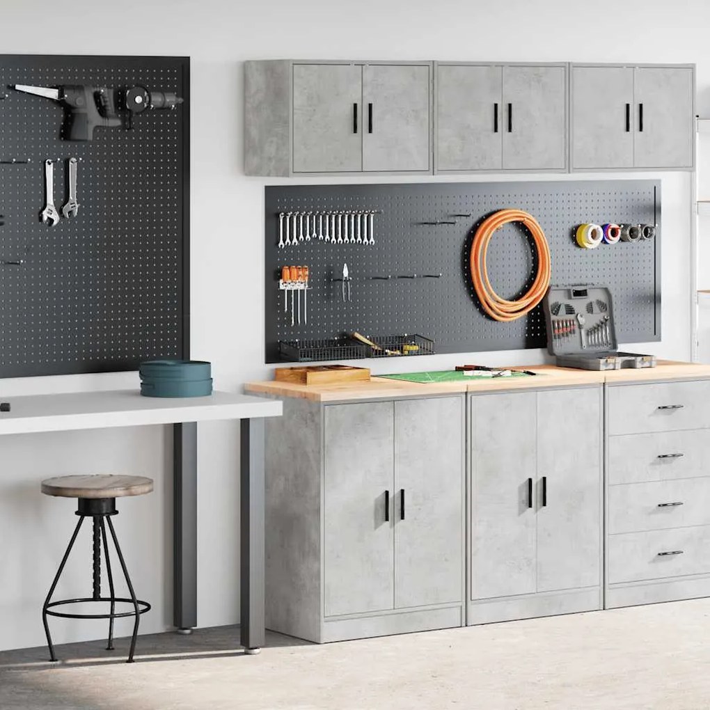 vidaXL Armários de garagem 2 pcs madeira processada cinzento-cimento