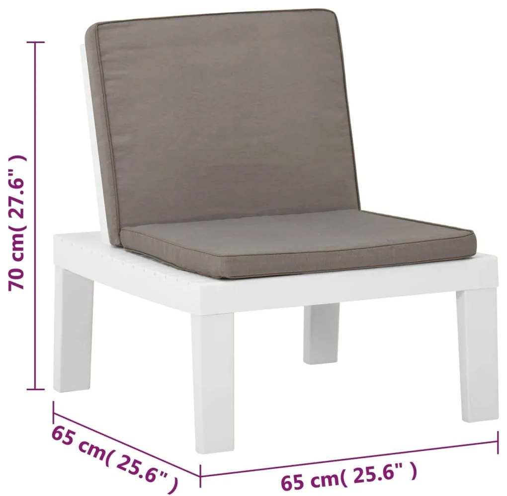 Cadeiras de jardim com almofadões 2 pcs plástico branco