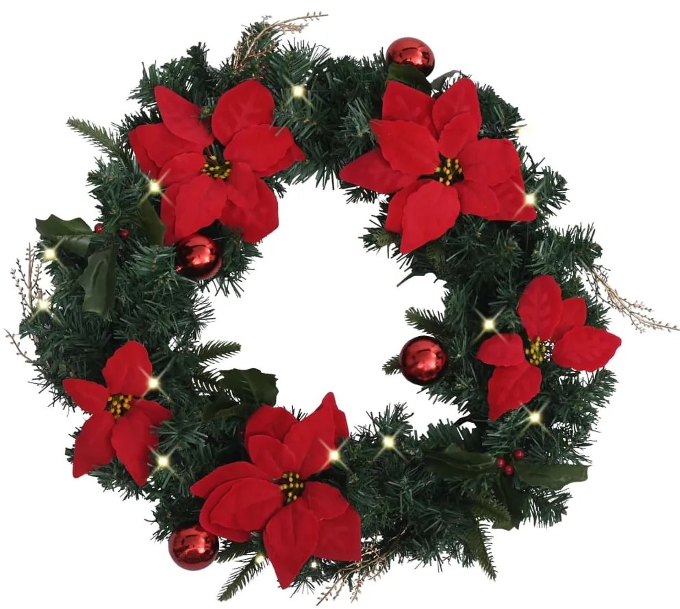 vidaXL Grinalda de Natal com luzes LED 60 cm PVC verde