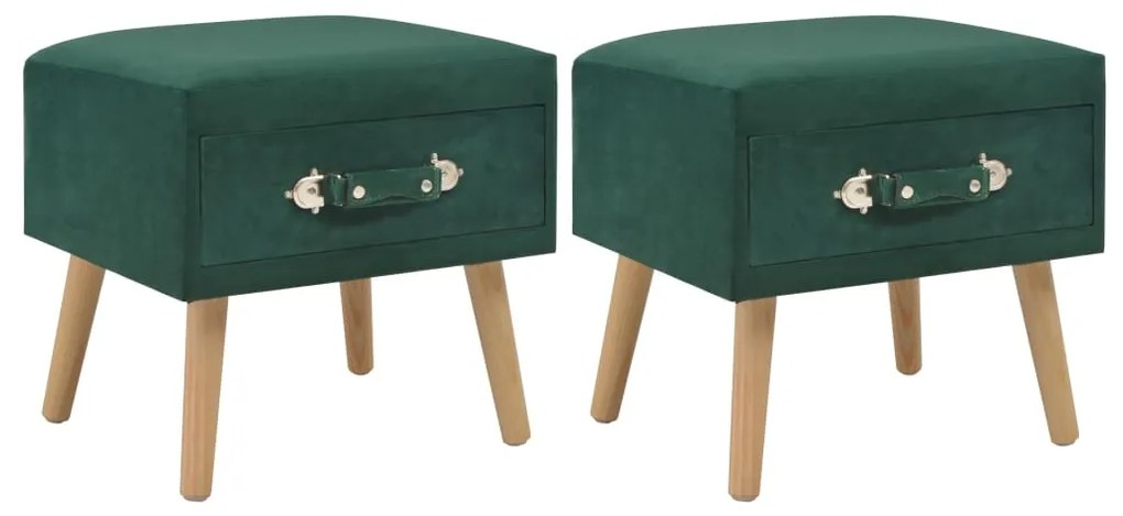vidaXL Mesas-de-cabeceira 2 pcs 40x35x40 cm veludo verde