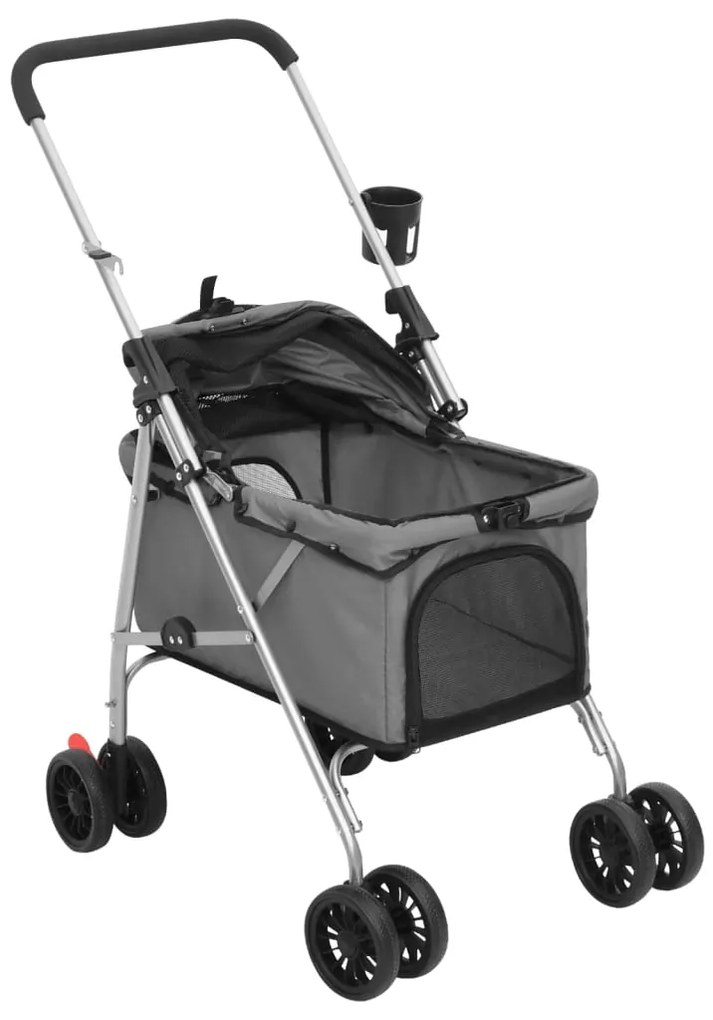 Carrinho dobrável para cães 76x50x100 cm tecido oxford cinzento