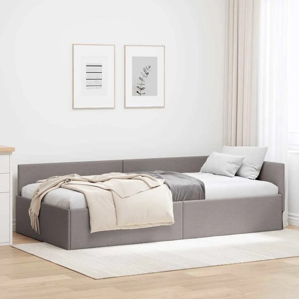 vidaXL Estrutura de Cama de Canto Cinzento-acastanhado 80 cm x 200 cm