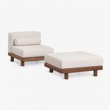 Conjunto De Jardim Com Poltrona E Puff Em Acácia Edrien Castanho Acácia - Sklum