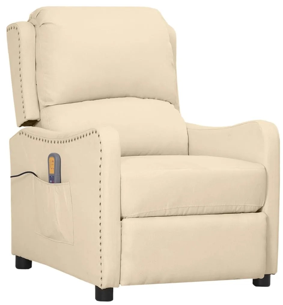 339039 vidaXL Poltrona de massagens tecido cor creme