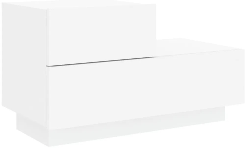 Mesa de cabeceira com luzes LED 70x36x40,5 cm branco