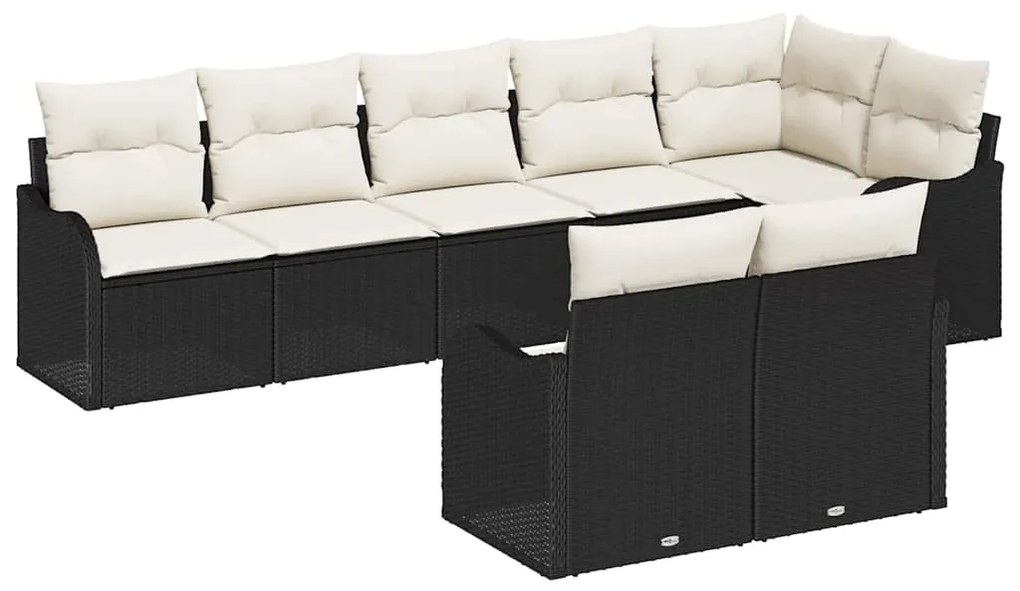 Conjunto de Sofá de Jardim vidaXL de 8 Peças com Almofadas Preto Ratta