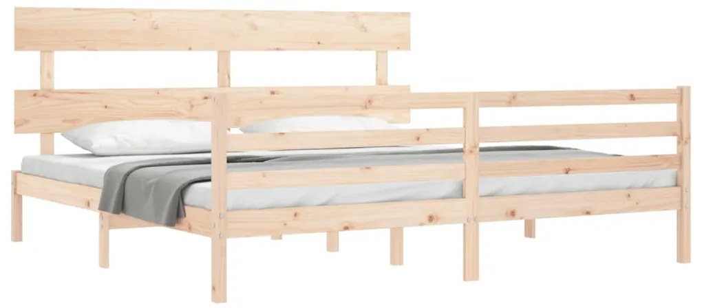 Estrutura de cama com cabeceira 200x200 cm madeira maciça