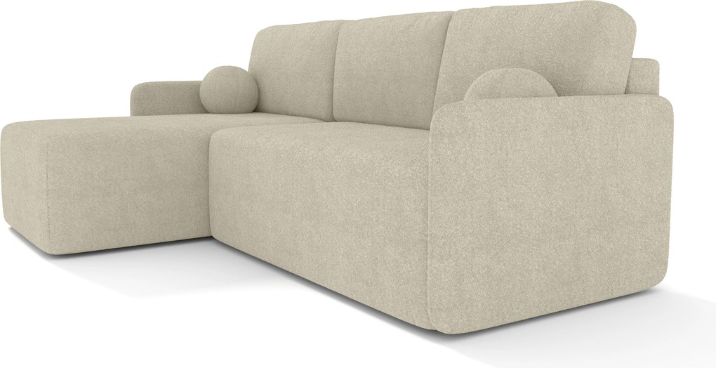 Sofá de canto Greensboro 106, Cama com arrumação, 212x142x92cm, 100 kg, Pernas: Plástico