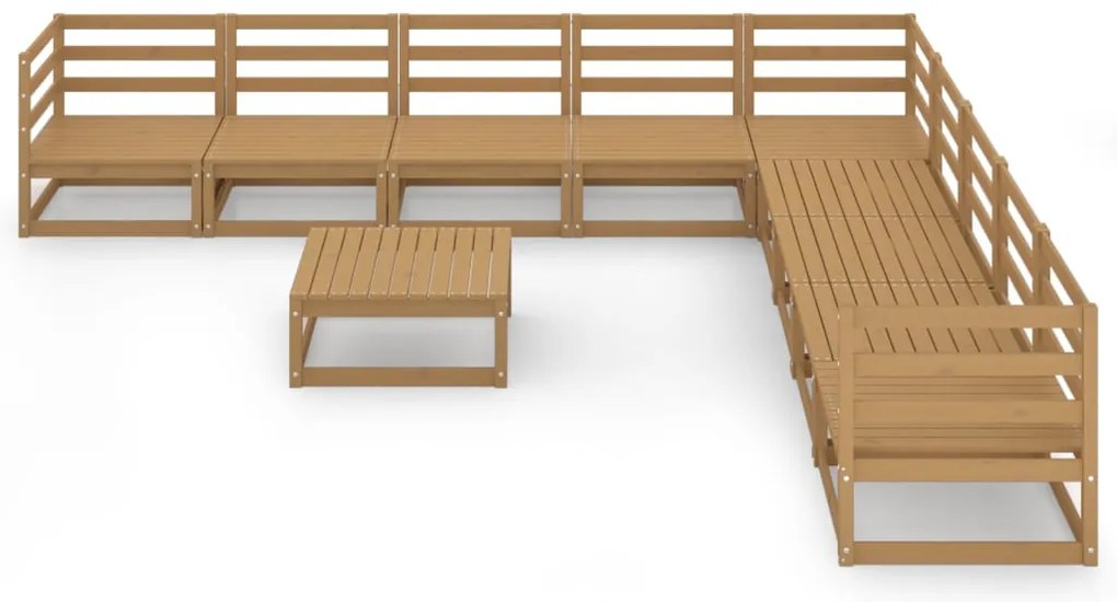 10 pcs conjunto lounge de jardim pinho sólido castanho mel