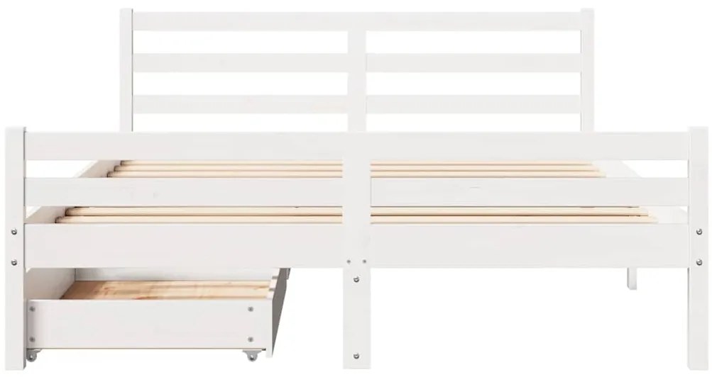 Cama sem colchão 140x200 cm madeira de pinho maciça branco