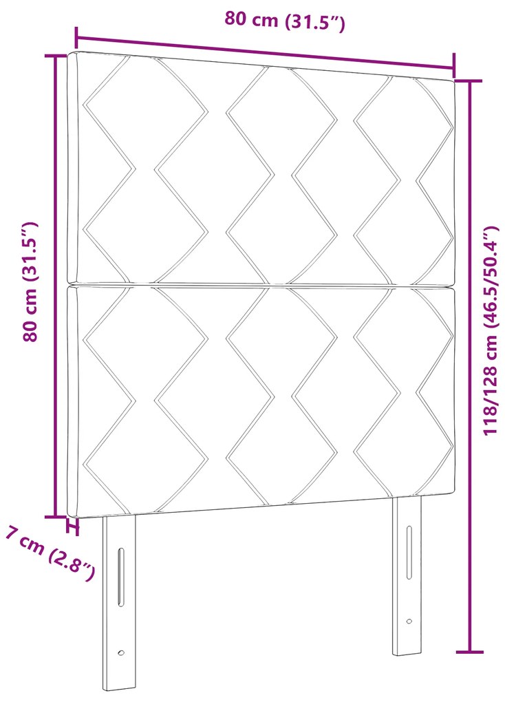 Cabeceira vidaXL com Design de Blocos de Diamante em Preto, 80 cm de V