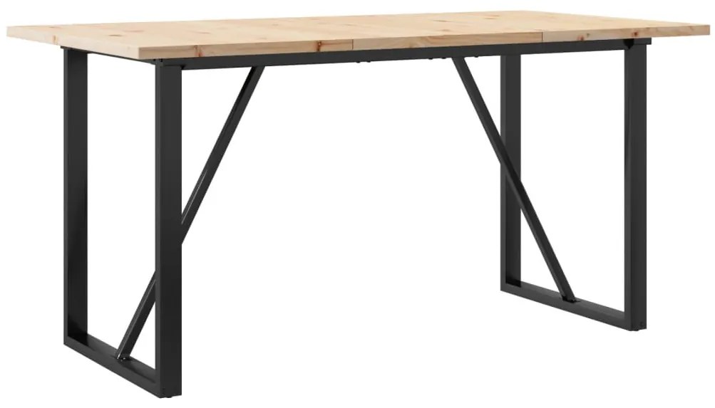 Mesa de jantar estrutura em O 140x80x75,5cm pinho/aço