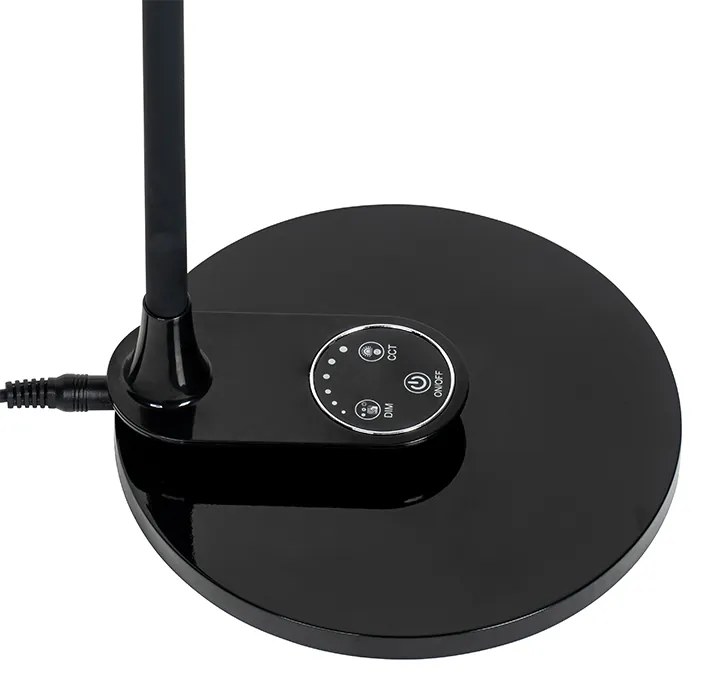 Candeeiro de mesa e de parede preto com LED e dimmer tátil - Joni