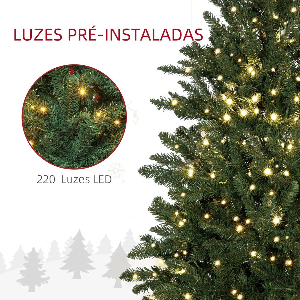 Árvore de Natal 180 cm Árvore de Natal Artificial com 310 Luzes LED 87