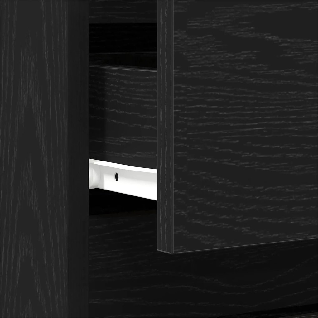 Mesa de cabeceira vidaXL Preto Carvalho 40x35x50 cm Madeira de engenha