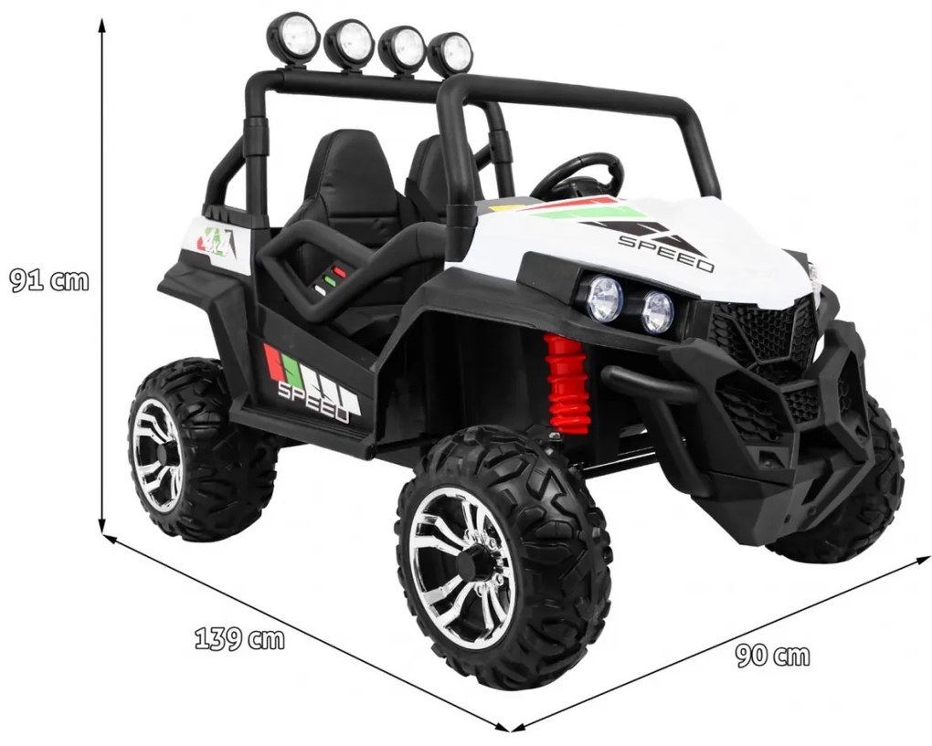 Carro elétrico para Crianças 2 Lugares Grand Buggy 24V 4x4 LIFT STRONG Rodas Espuma EVA, Assento couro ecológico Branco