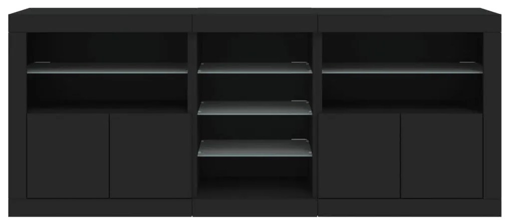 Aparador com luzes LED 181,5x37x67 cm preto