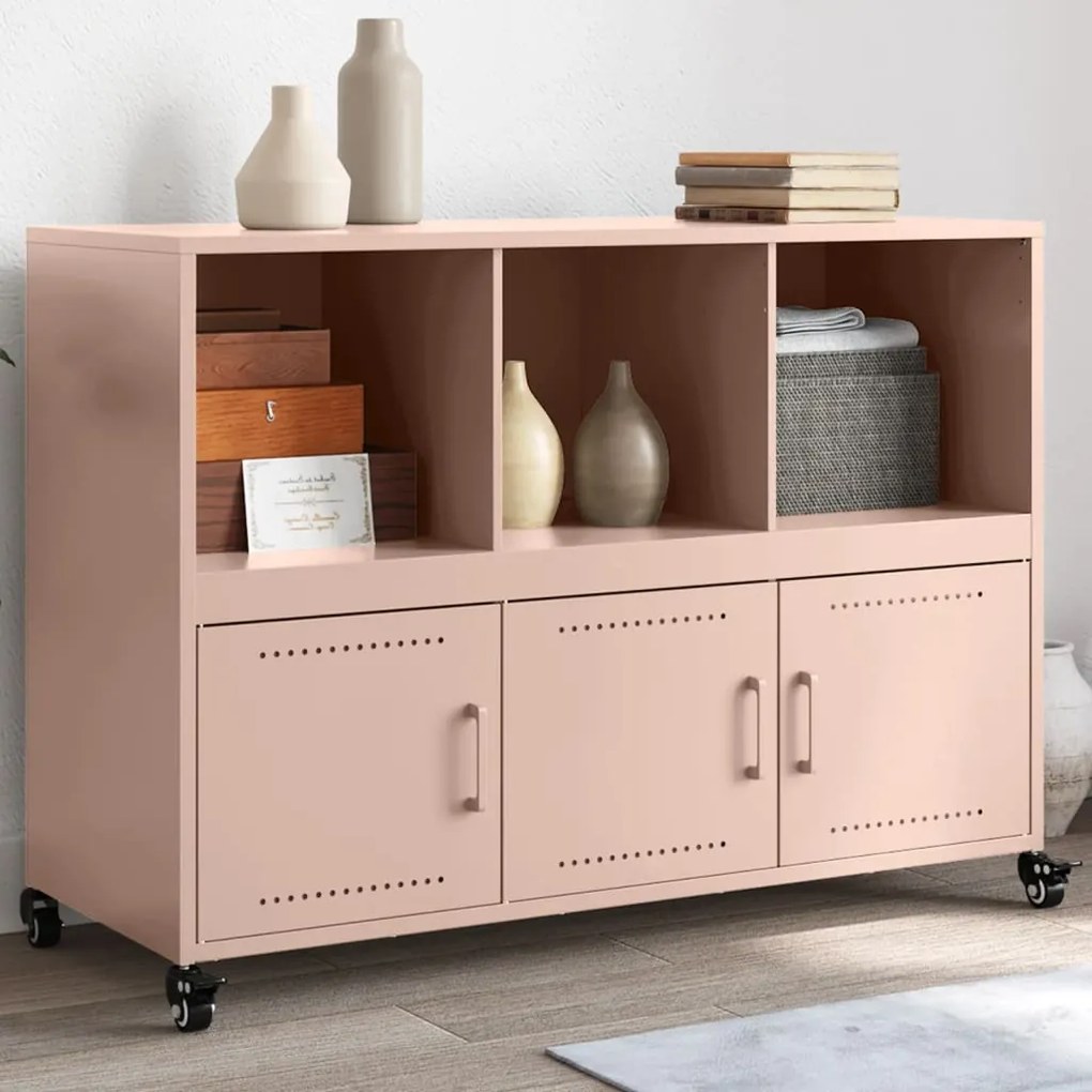 vidaXL Aparador 100,5x39x72 cm aço rosa