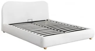 Cama Com Canapé Rebatível Estofada Winselet Chenille Branco Marfim & 140 X 190 Cm - Sklum