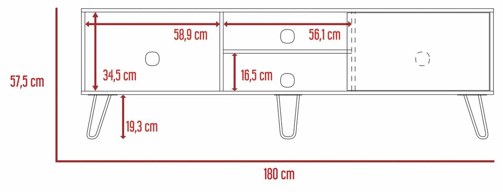 Conjunto Sala Andorra, Móvel TV para televisões até 70'' + Móvel de Bar baixo compartimento aberto, Castanho