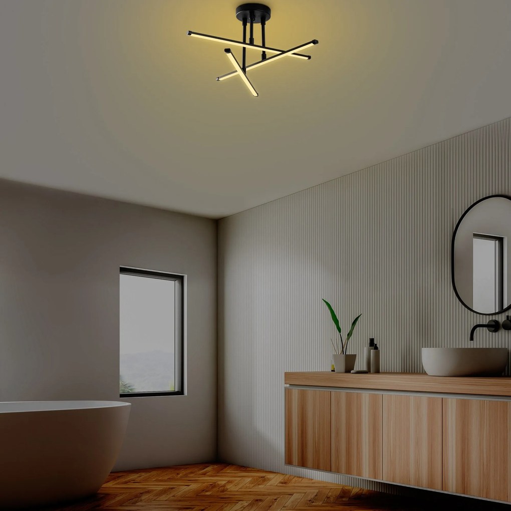 Candeeiro de Teto Ledflower – Preto – 51x26x51 cm