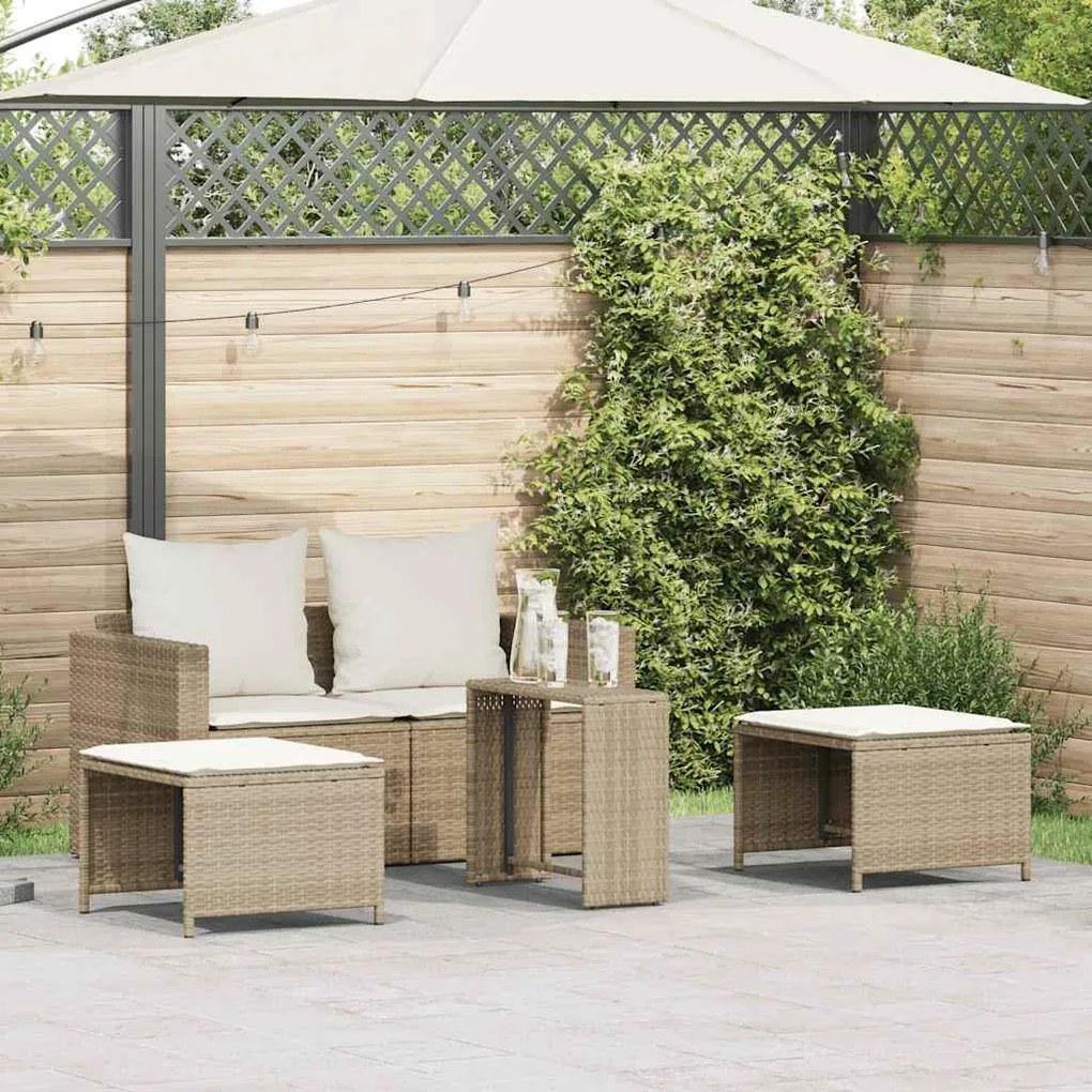 5 pcs conjunto sofás de jardim c/ almofadões empilhável vime PE