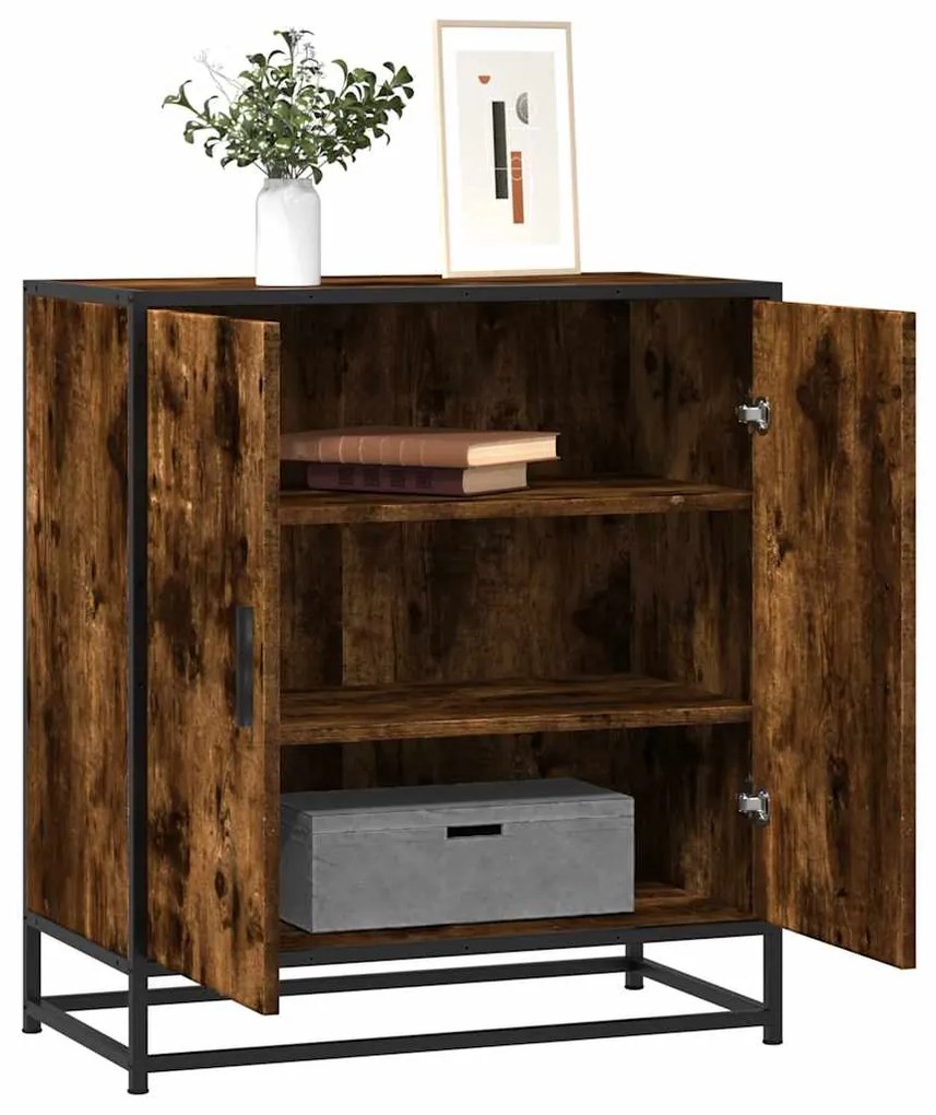 vidaXL Aparador 68x35x76 cm deriv. de madeira/metal carvalho fumado
