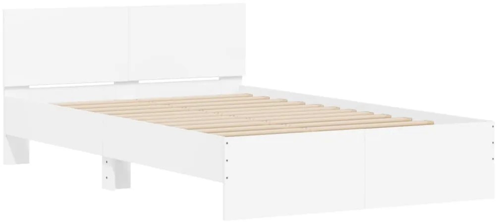 Estrutura de cama com cabeceira e luzes LED 135x190 cm branco