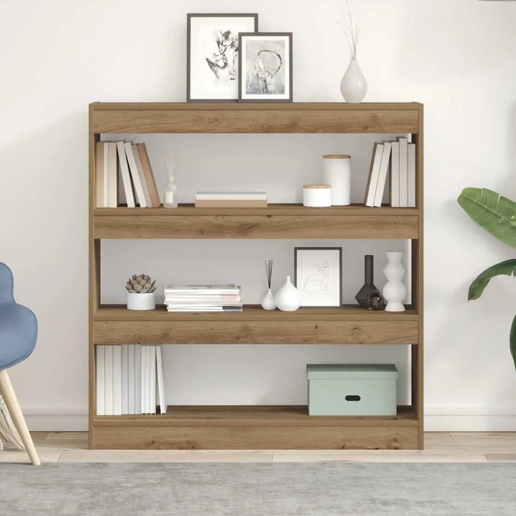 vidaXL Cabide de Livros/Divisor de Ambientes em Carvalho Artesanal - 100x30x103cm, Feito de Madeira de Engenharia