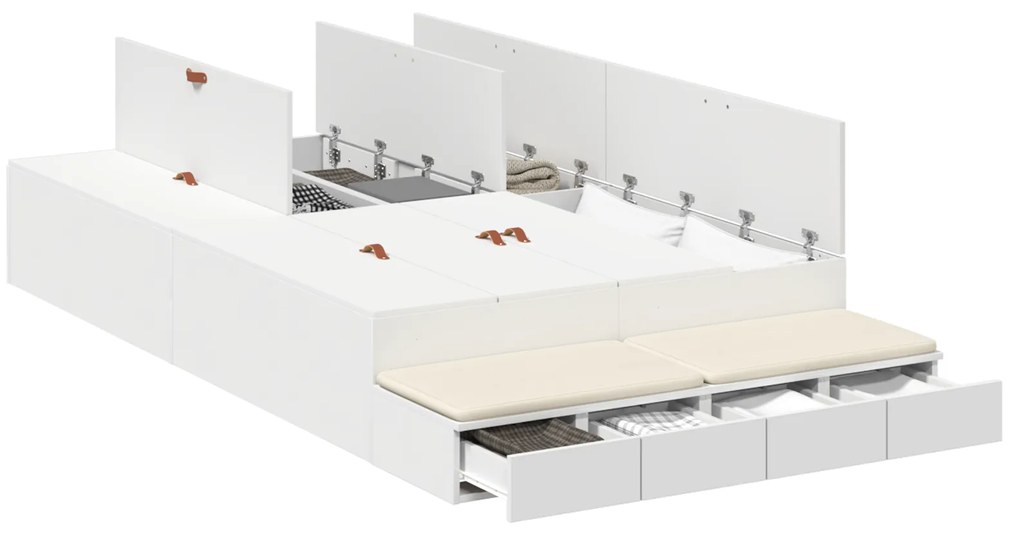 Cama de Armazenamento Branca 120x190 cm