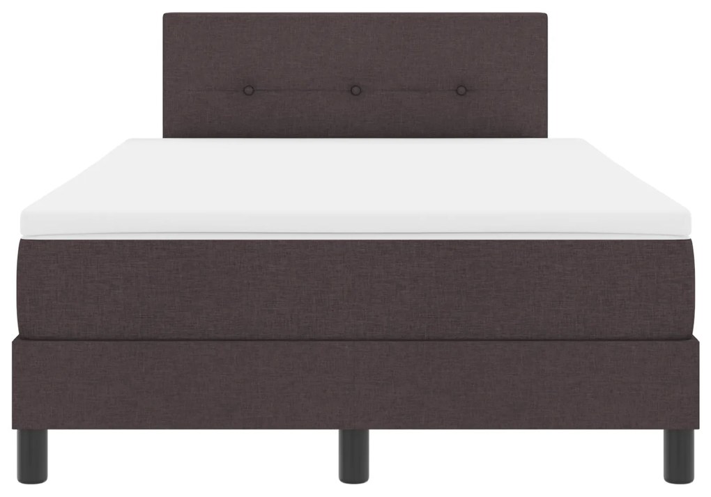 Camas Box com Colchão Castanho Escuro 120x190 cm Tecido