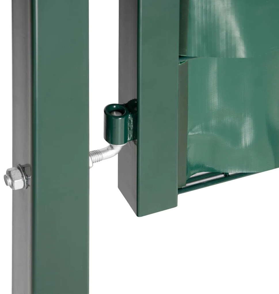 HOMCOM Porta de Vedação de Jardim Aço com Tecido Opaco Maçaneta de Fechadura 3 3 Chaves Porta de Vedação para Exterior Pátio Terraço 97x150cm Verde