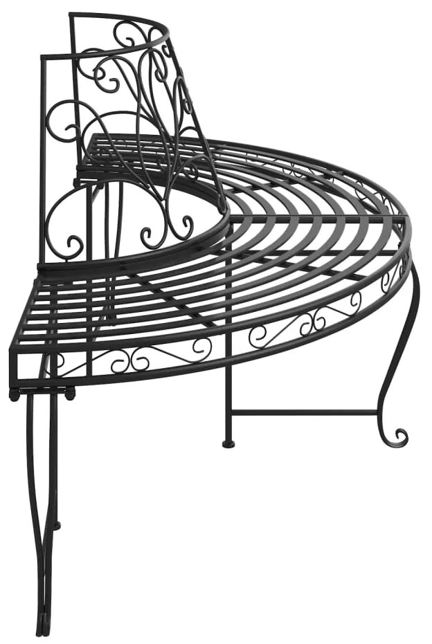 Banco de árvore semicircular 2 pcs Ø160 cm aço preto