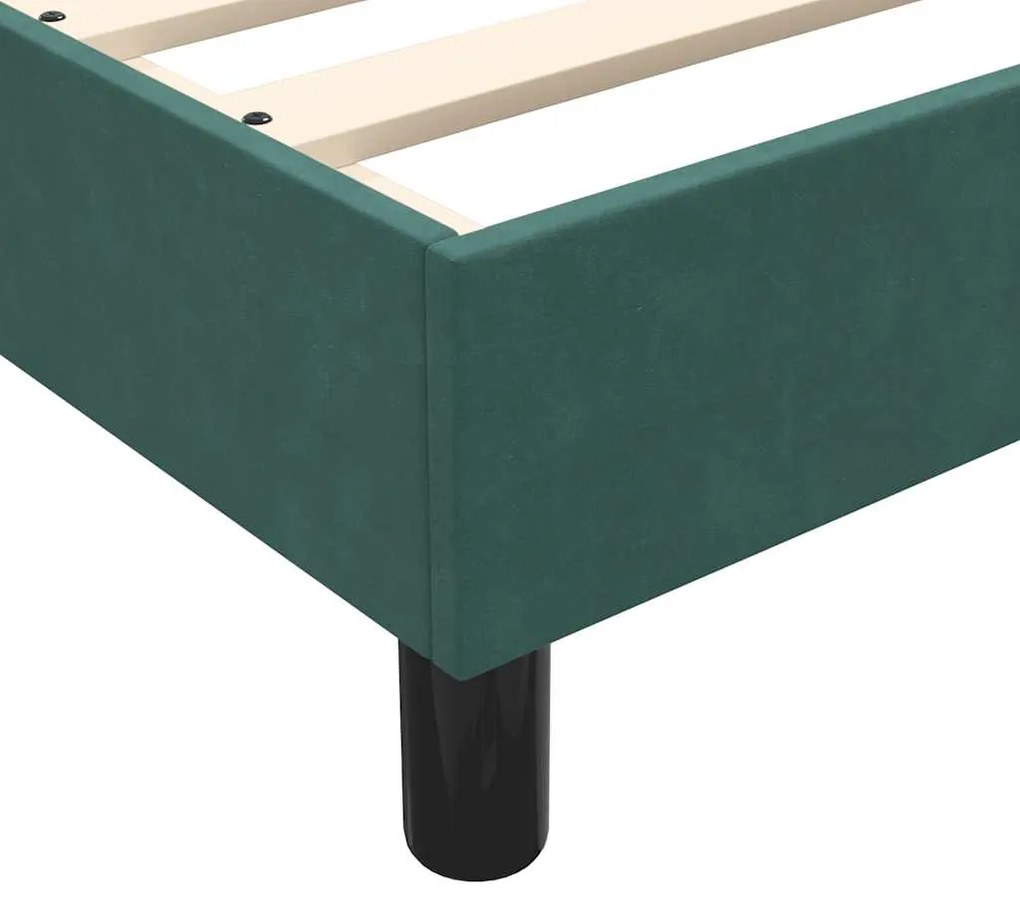 Estrutura de cama sem colchão 80x220cm veludo verde-escuro