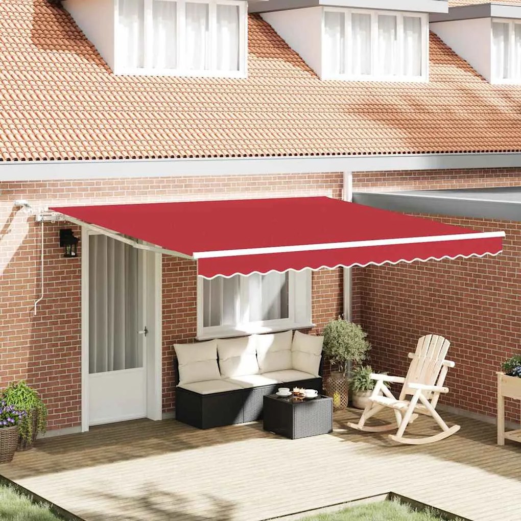 vidaXL Toldo Retrátil Vermelho 400 × 300 cm Poliéster e Metal