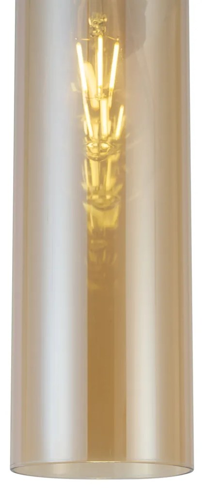 Candeeiro suspenso Hotel Chic bronze escuro com vidro âmbar - Stavelot