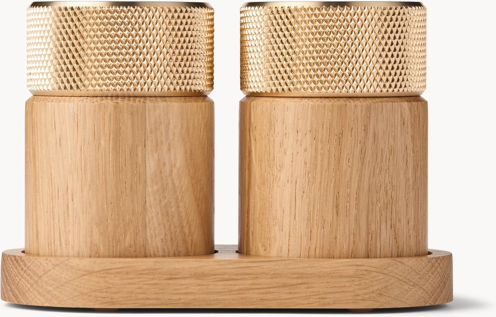 Moinhos de sal e pimenta em madeira de carvalho Sina, conjunto de 3