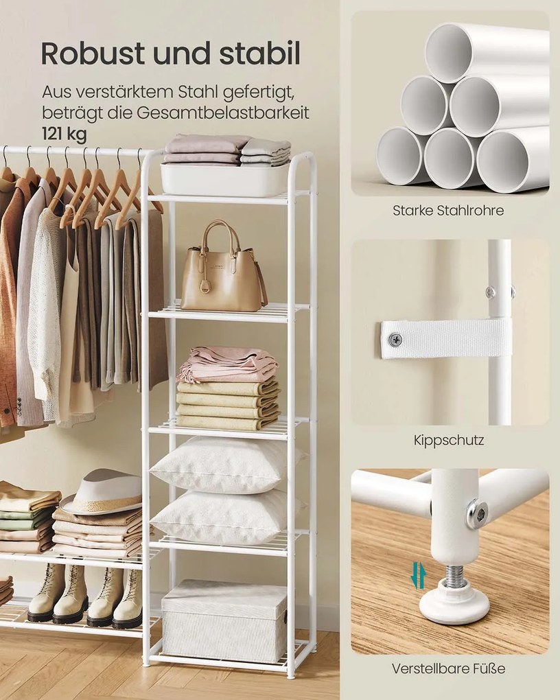Guarda Roupa de metal 29 x 183 x 158,4 cm com prateleiras branco