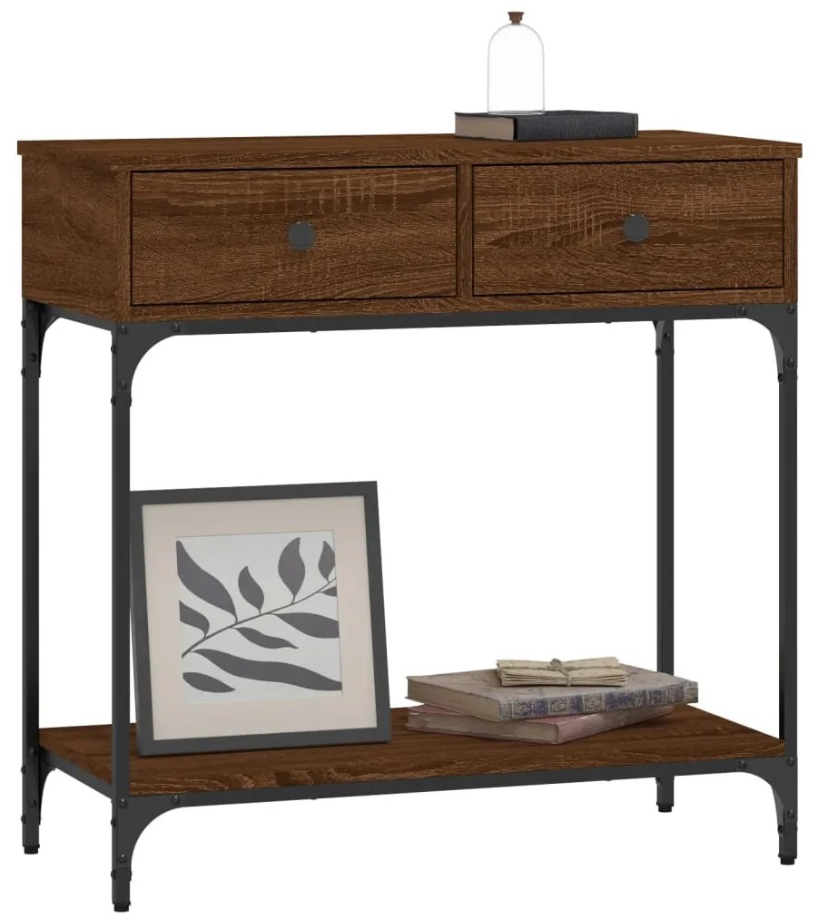 Mesa consola 75x34,5x75 cm derivados madeira carvalho castanho