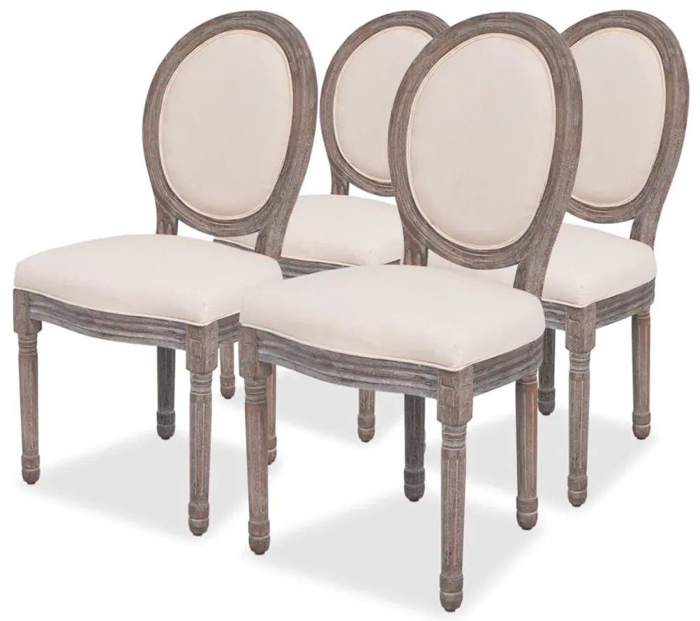 Cadeiras de jantar 4 pcs tecido cor creme