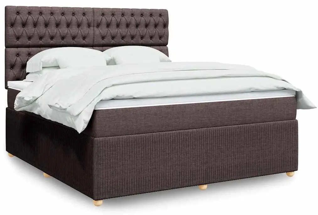 vidaXL Cama com molas/colchão 180x200 cm tecido castanho-escuro