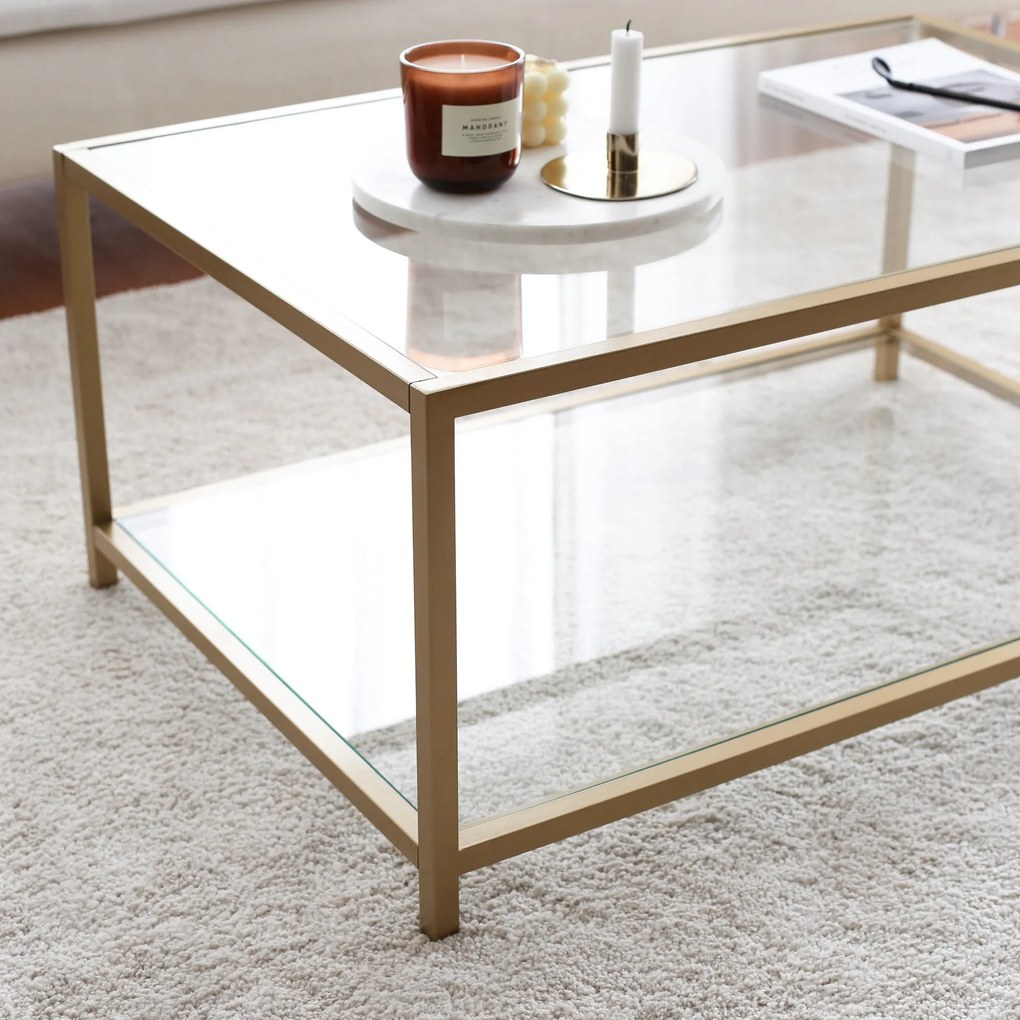 Mesa de Centro Astro – Dourada – 90x40x60 cm