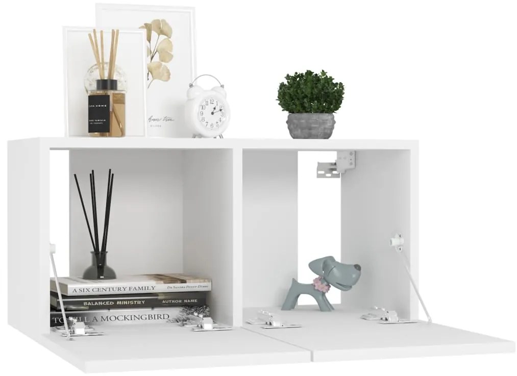 7 pcs conjunto de móveis de TV derivados de madeira branco