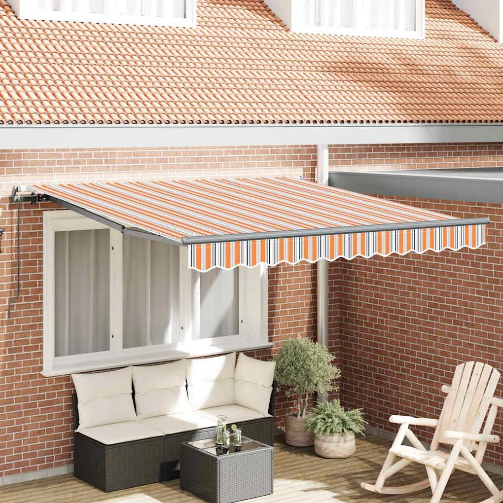 vidaXL Toldo Retrátil Manual Multicolor 350 x 250 cm Poliéster e Aço