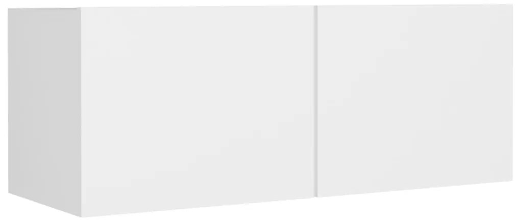 Conjunto móveis de TV 4 pcs madeira processada branco