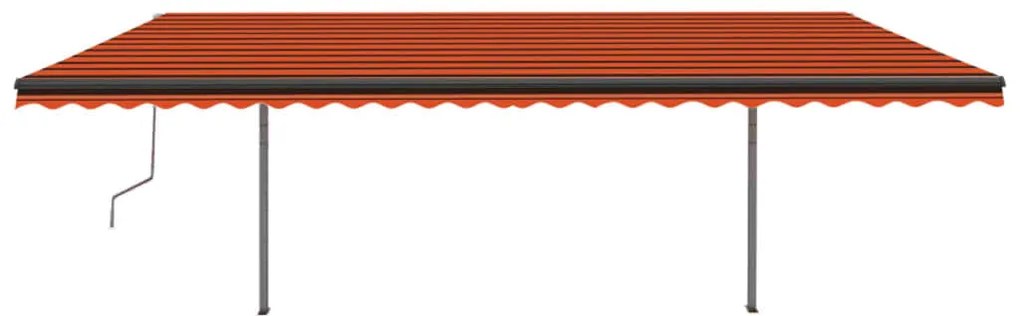 Toldo retrátil manual com postes 3,5x2,5 m laranja e castanho