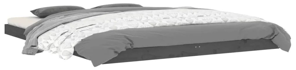 Estrutura de cama king 150x200 cm pinho maciço cinzento