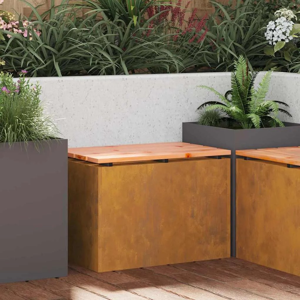 vidaXL Banco de jardim Ferro Enferrujado 60 x 40 x 43 cm Aço corten