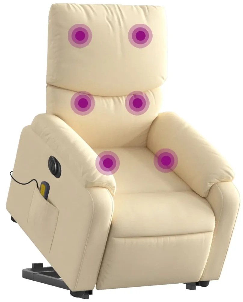 Poltrona elétrica elevatória massagens tecido creme